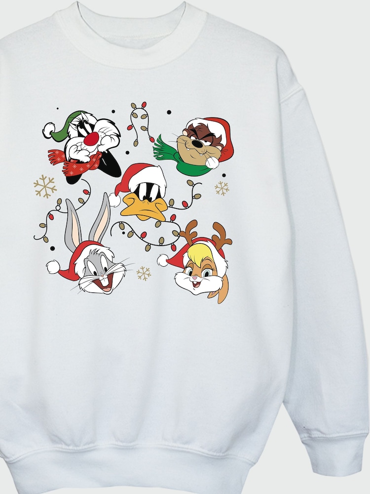 Rags & Rascals White Looney Tunes Christmas Faces Sweatshirt - Image 4 of 4 Rags & Rascals White Looney Tunes Christmas Faces Sweatshirt - Image 4 of 4