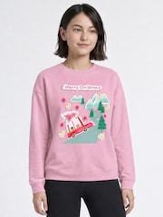 Rags & Rascals Pink Christmas Collage Sweatshirt - Image 1 of 4
