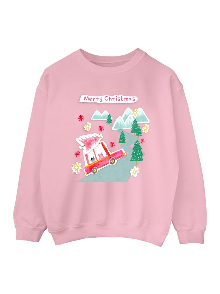 Rags & Rascals Pink Christmas Collage Sweatshirt - Image 2 of 4 Rags & Rascals Pink Christmas Collage Sweatshirt - Image 2 of 4
