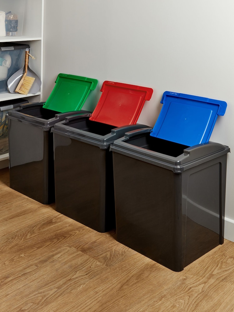 Wham Set of 3 Grey 50L Plastic Recycle Bins - Image 2 of 6