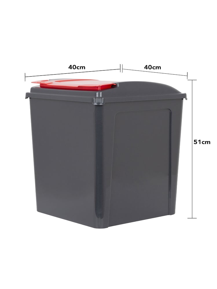 Wham Set of 3 Grey 50L Plastic Recycle Bins - Image 6 of 6
