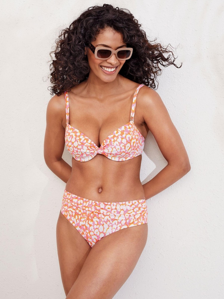 Peach Pink Padded Underwired Top Shape and Tummy Control Bikini Top - Image 1 of 4