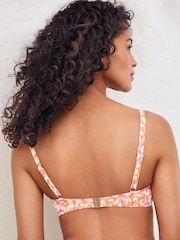 Peach Pink Padded Underwired Top Shape and Tummy Control Bikini Top - Image 3 of 4