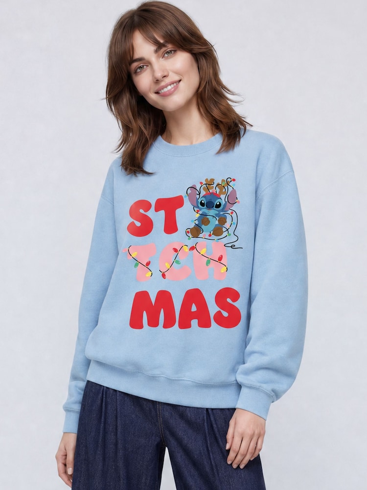 Brands In Blue Disney Lilo & Stitch Stitchmas Christmas Sweatshirt - Image 1 of 4