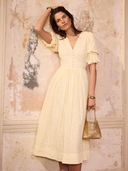 Mint Velvet Yellow Checked Midi Dress - Image 1 of 8