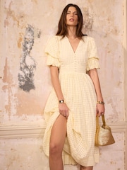 Mint Velvet Yellow Checked Midi Dress - Image 4 of 8