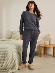 Navy Cosy Waffle Long Sleeve Pyjamas - Image 1 of 11