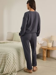 Navy Cosy Waffle Long Sleeve Pyjamas - Image 3 of 11