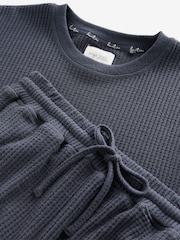 Navy Cosy Waffle Long Sleeve Pyjamas - Image 9 of 11