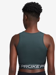 Nike Dark Green Metallic Pro Dri-FIT Cropped Tank Top - Image 2 of 3