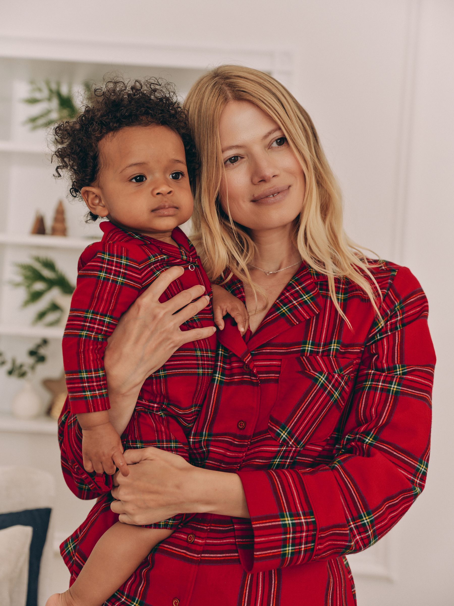 Buy Red Check Matching Family Womens Christmas Flannel 100% Cotton Pyjamas  from Next Luxembourg
