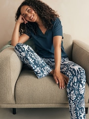 Navy Woodland 100% Cotton Short Sleeve Pyjamas - Image 1 of 9