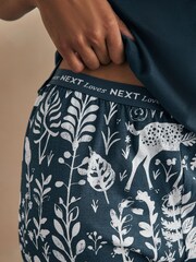 Navy Woodland 100% Cotton Short Sleeve Pyjamas - Image 4 of 9