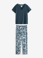 Navy Woodland 100% Cotton Short Sleeve Pyjamas - Image 6 of 9