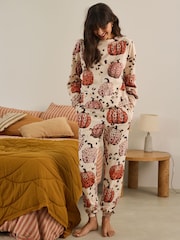Animal Pumpkin Long Sleeve 100% Cotton Pyjamas - Image 1 of 8