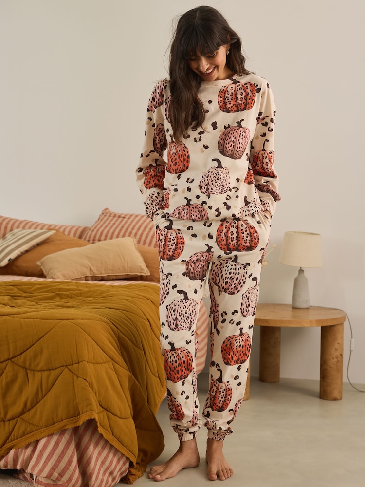 Animal Pumpkin Long Sleeve 100% Cotton Pyjamas - Image 1 of 8