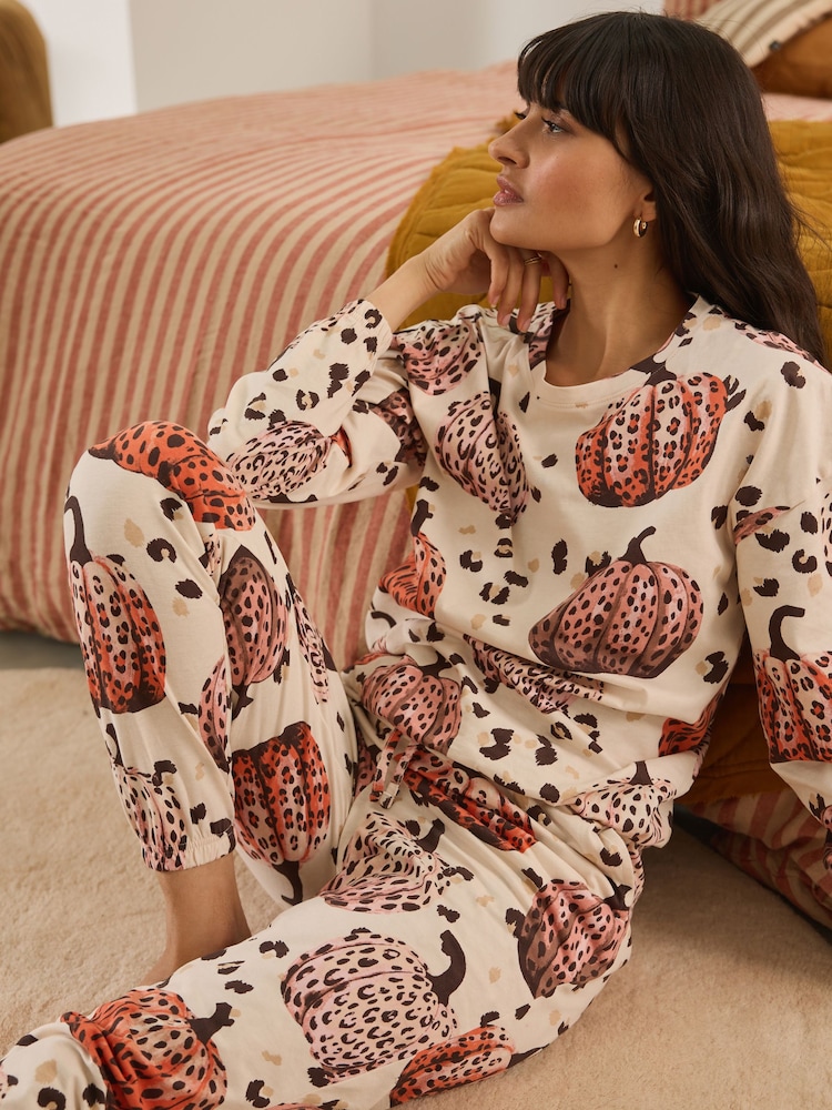Animal Pumpkin Long Sleeve 100% Cotton Pyjamas - Image 2 of 8