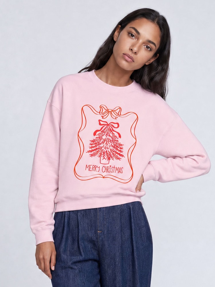 Brands In Pink Merry Christmas Cute Sweatshirt - Image 1 of 4 Brands In Pink Merry Christmas Cute Sweatshirt - Image 1 of 4