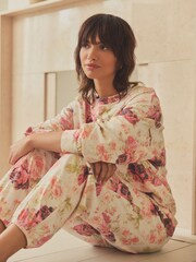Pink Floral 100% Cotton Long Sleeve Pyjamas - Image 1 of 6