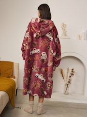 Burgunderrot - Übergroßer Decken-Hoodie mit herbstlichem Kürbismotiv - Bild 3 von 7
