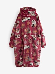 Burgunderrot - Übergroßer Decken-Hoodie mit herbstlichem Kürbismotiv - Bild 7 von 7