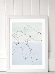 East End Prints Brown Leaves On Pastel Blue & Mint Print by Iris Lehnhardt - Image 1 of 3
