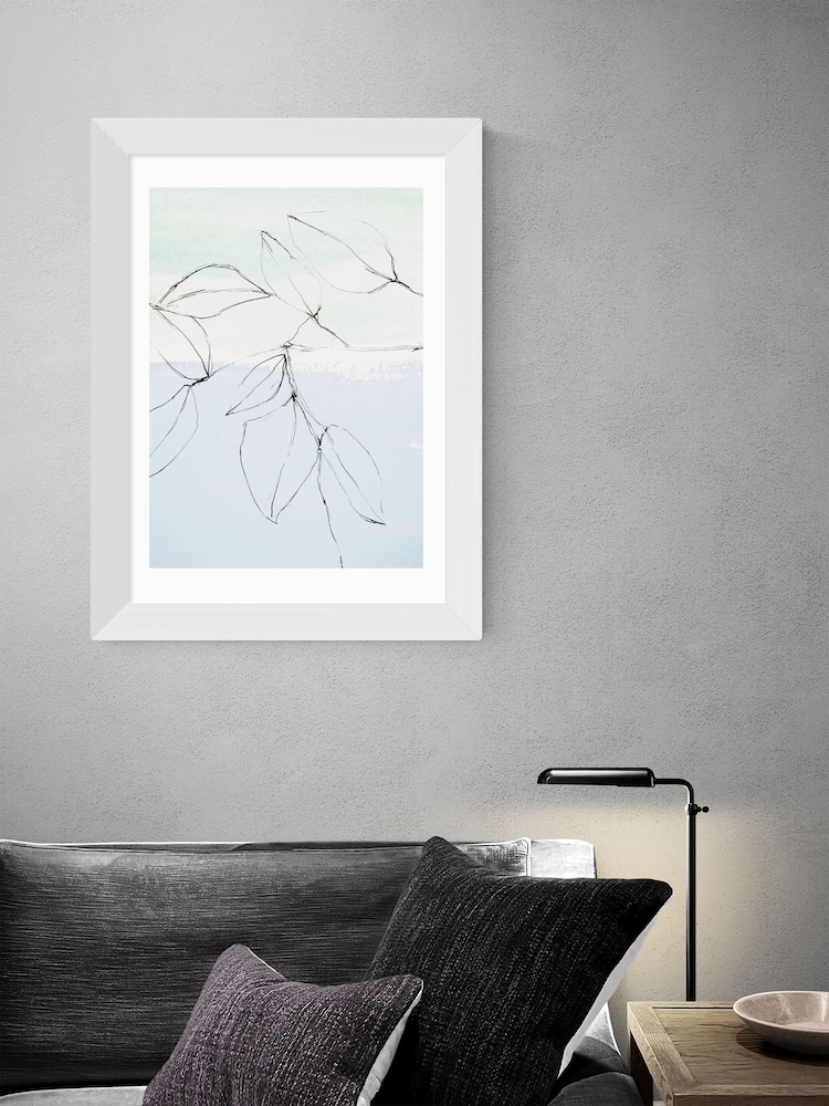 East End Prints Brown Leaves On Pastel Blue & Mint Print by Iris Lehnhardt - Image 2 of 3