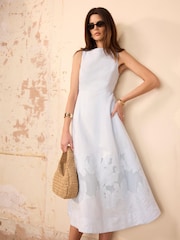 Mint Velvet Linen Blend Lace Midi Dress - Obraz 3 z 8