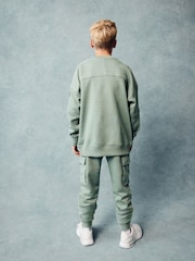 Sage Green Sweatshirt Utility Crew Neck Sweat Top (3-16yrs) - Image 2 of 8