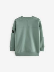 Sage Green Sweatshirt Utility Crew Neck Sweat Top (3-16yrs) - Image 6 of 8
