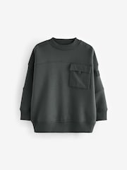Charcoal Grey Sweatshirt Utility Crew Neck Sweat Top (3-16yrs) - Image 1 of 4