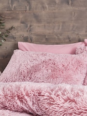 Catherine Lansfield Pink So Soft Cuddly Deep Pile Duvet Cover and Pillowcase Set - Image 2 of 4