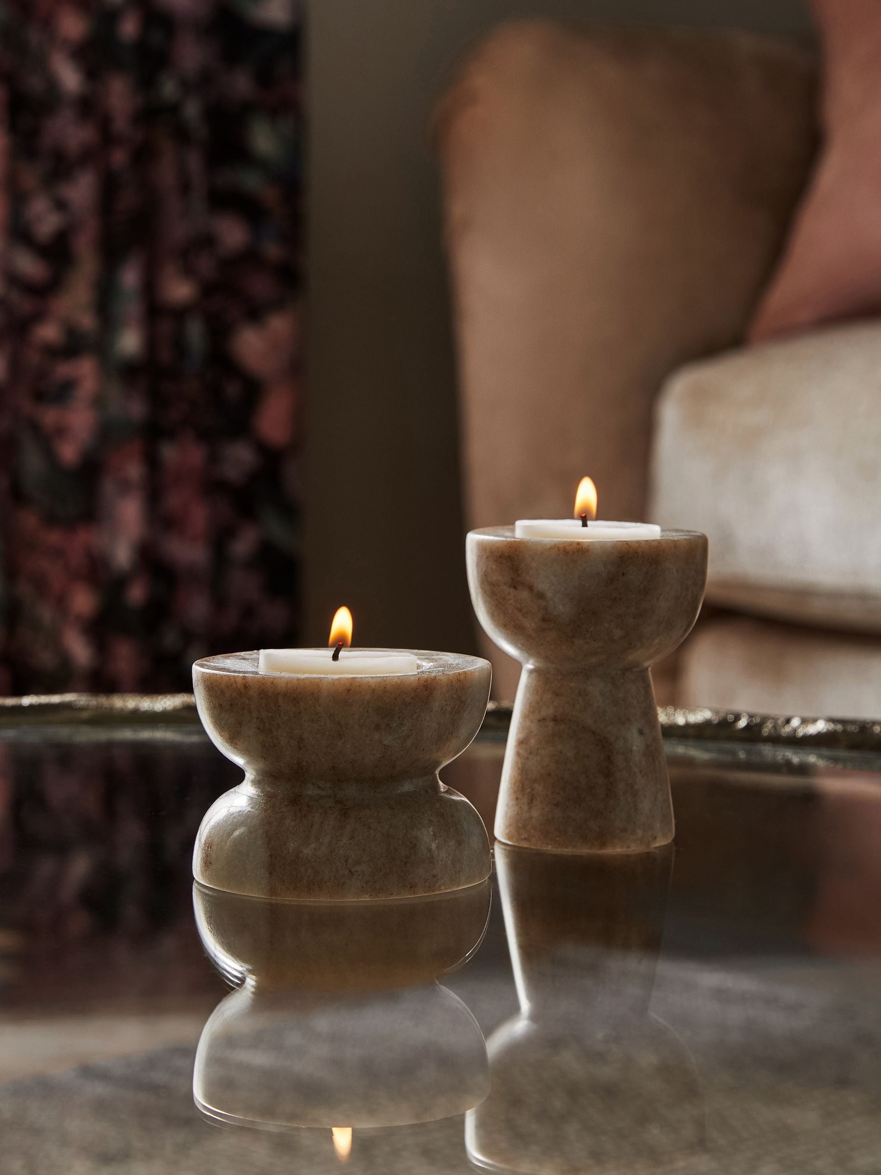 Grey N. Premium Marble Tea Light Candle Holders