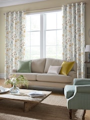Laura Ashley Pale Gold Wild Meadow Made to Measure 100% Cotton Curtains - Image 1 of 9