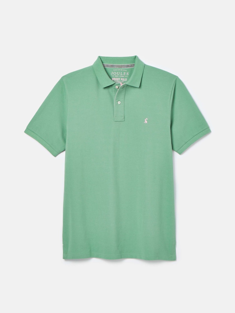 Joules Woody Light Green Regular Fit Cotton Pique Polo Shirt - Image 6 of 6