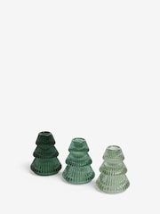 Green Glass Taper Christmas Candle Holders - Image 4 of 5