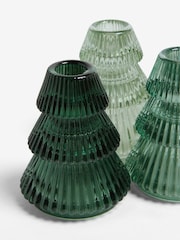 Green Glass Taper Christmas Candle Holders - Image 5 of 5