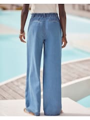 Mid Blue Lightweight Denim Wide Leg Jeans - Image 3 of 6