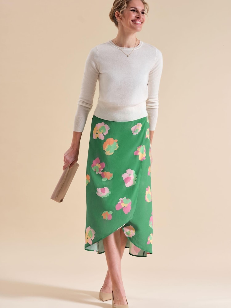 Pure Collection Green Printed Wrap Skirt - Image 1 of 1