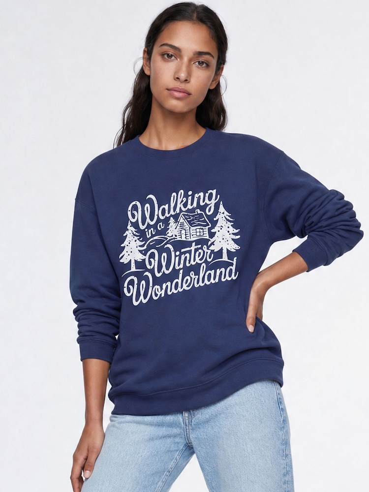 Brands In Blue Winter Wonderland Christmas Sweatshirt - Image 1 of 4