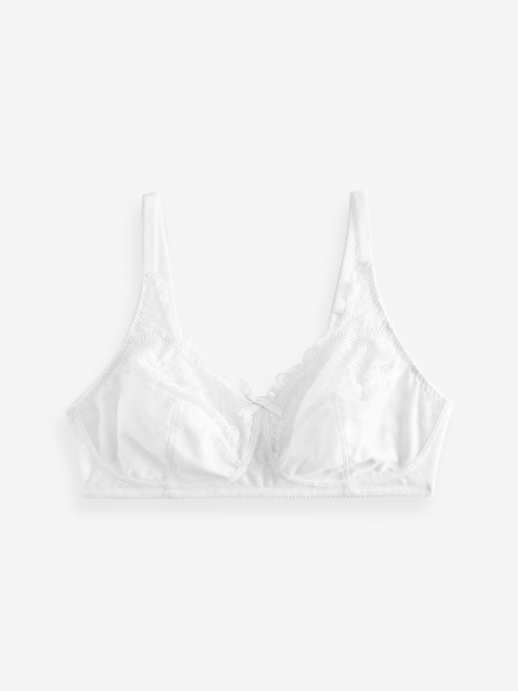 White/Mint Green/Purple Total Support Non Pad Non Wire Full Cup Lace Bras 3 Pack - Image 8 of 10