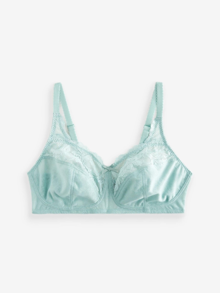 White/Mint Green/Purple Total Support Non Pad Non Wire Full Cup Lace Bras 3 Pack - Image 9 of 10