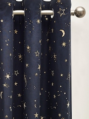 Navy Blue Constellation Eyelet Blackout Curtains - Image 2 of 4