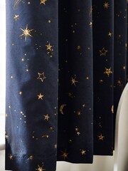 Navy Blue Constellation Eyelet Blackout Curtains - Image 3 of 4