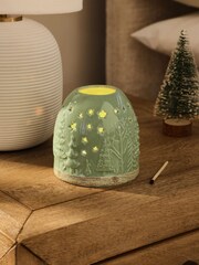 Green Christmas Scene Tea Light Candle Holder - Image 1 of 5