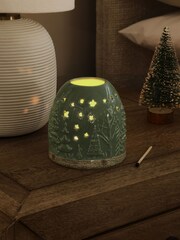 Green Christmas Scene Tea Light Candle Holder - Image 2 of 5