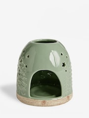 Green Christmas Scene Tea Light Candle Holder - Image 3 of 5