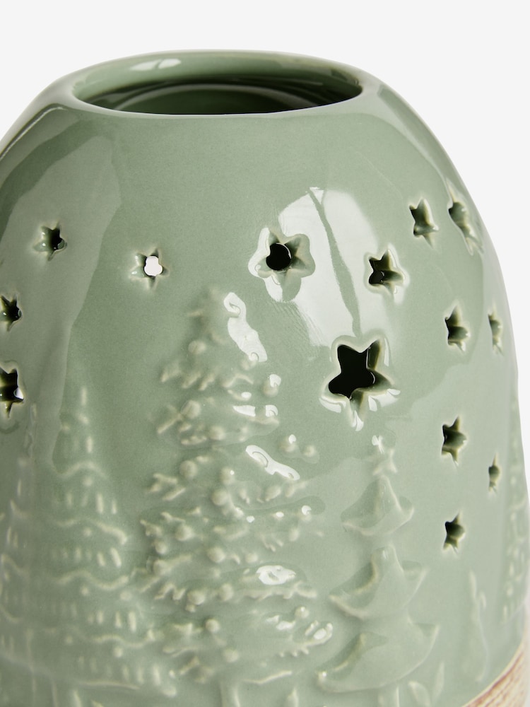 Green Christmas Scene Tea Light Candle Holder - Image 5 of 5