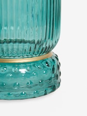 Teal Blue Ribbed Hurricane Candle Holder - Image 5 of 5