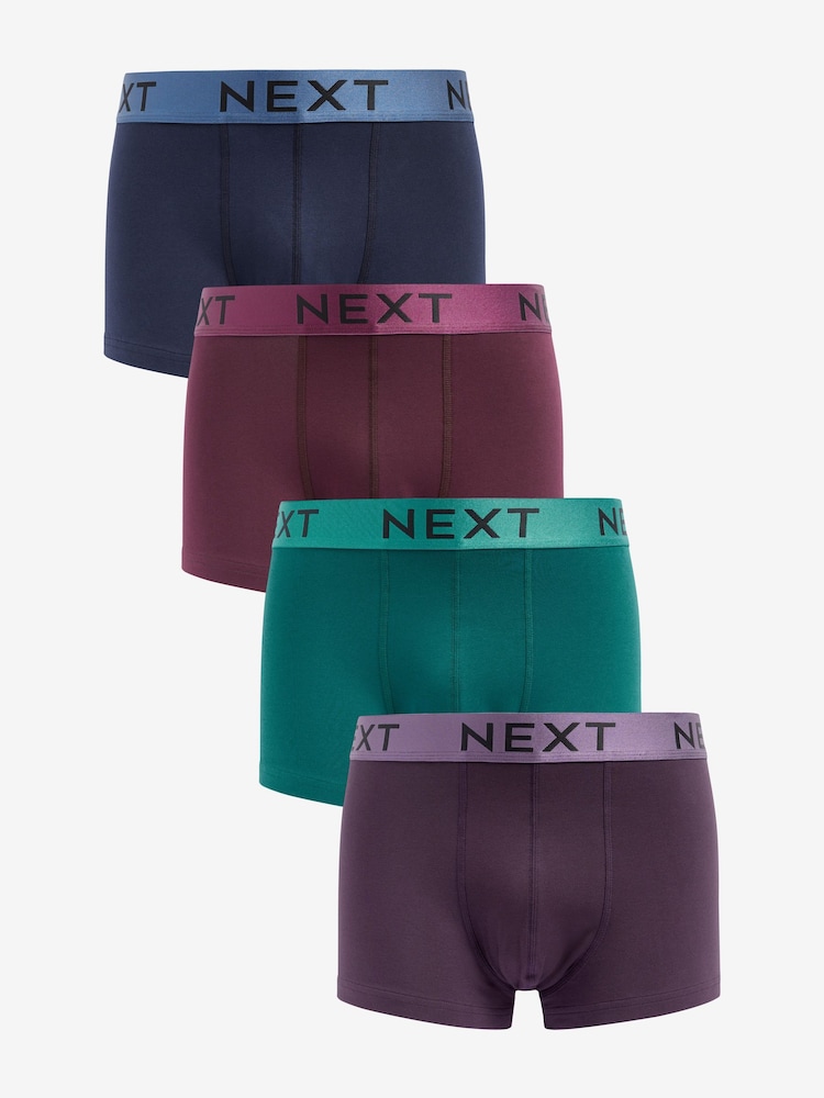 Rich Colour Metallic Waistband 4 pack Hipster Boxers - Image 1 of 6 Rich Colour Metallic Waistband 4 pack Hipster Boxers - Image 1 of 6